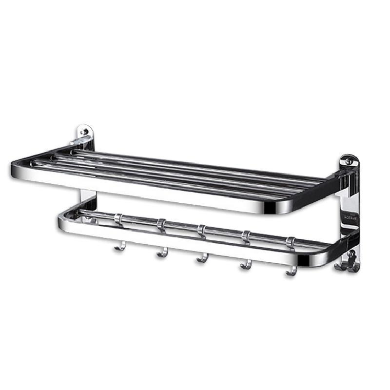 【現貨速發】毛巾架 浴室置物架 無痕免打孔 浴室毛巾架 免打孔 雙層可折疊置物架 置物掛架 浴巾架-細節圖9