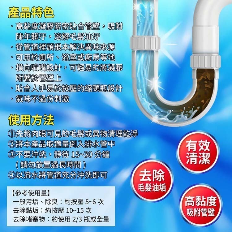 【日本原裝進口 台灣現貨】花王高黏度水管清潔凝膠 500ML 水管清潔劑 日本花王 水管清潔 通水管 排水管 水管-細節圖2