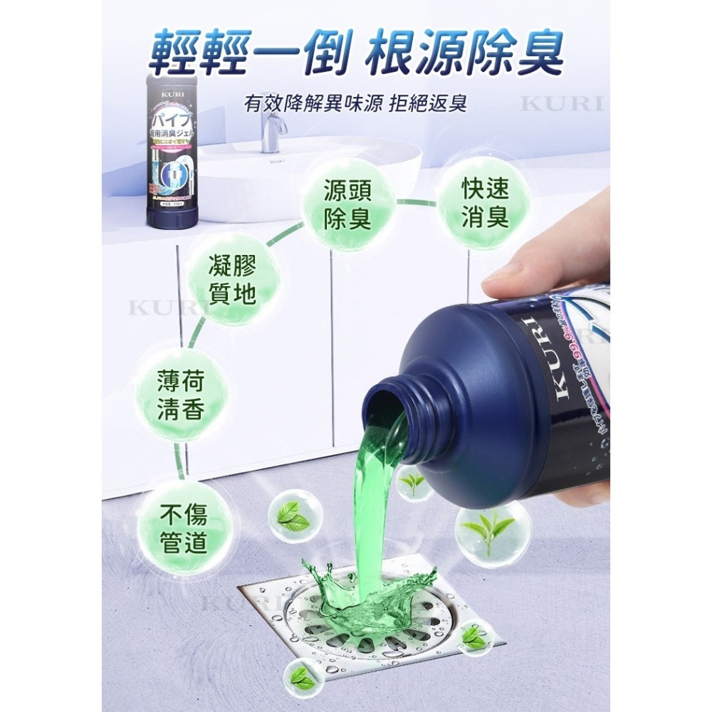 【台灣現貨 台灣出貨】KURI 水管疏通除臭劑 下水道除臭劑 除異味 衛生間 廚房 浴室 除味留香 管道除臭 水管消臭-細節圖3