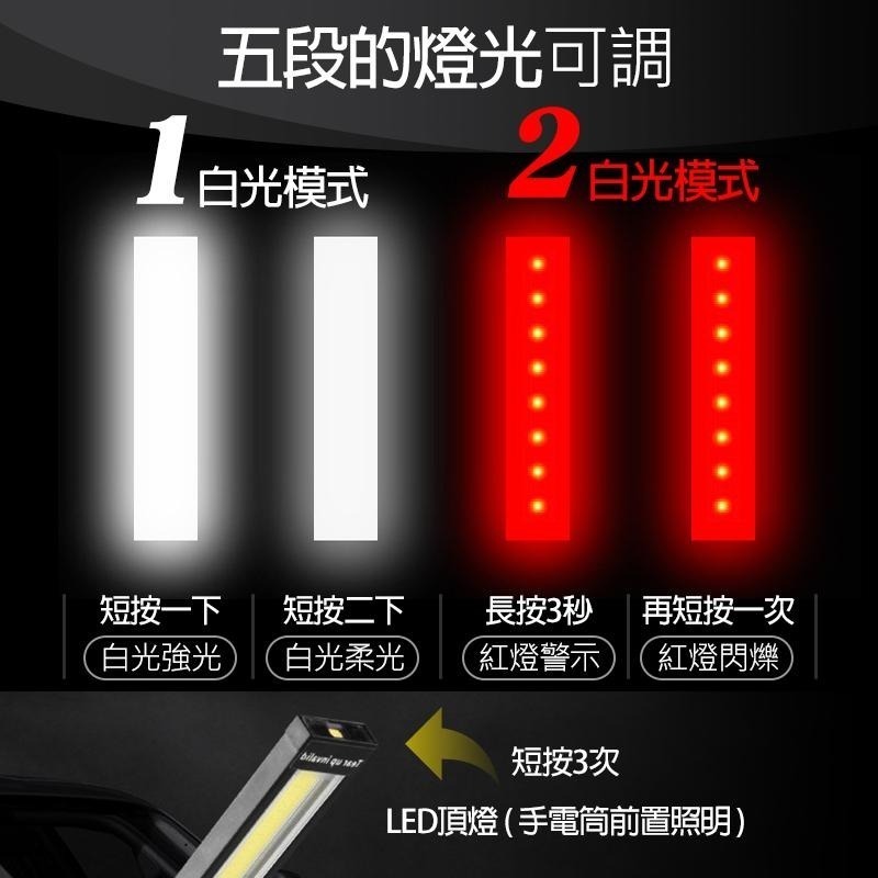 充電式 折疊磁吸工作燈 LED工作燈 COB燈 磁吸燈 照明燈 充電手電筒 COB工作燈 磁吸工作燈 led手電筒 燈-細節圖4