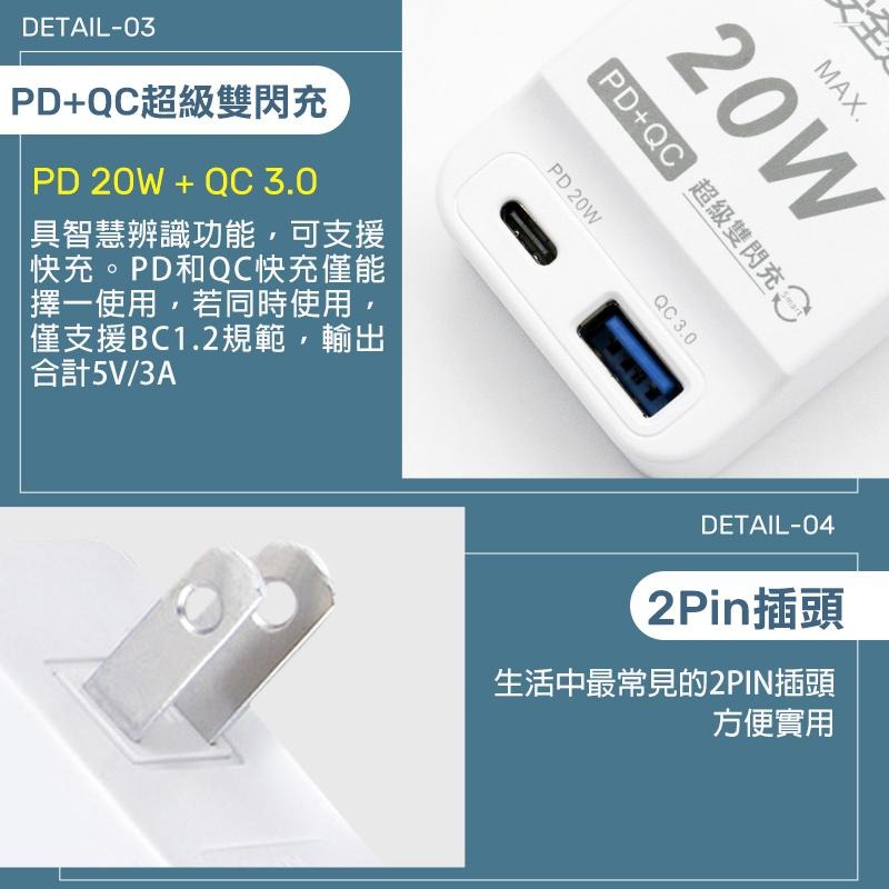 安全達人R-05P 20W PD/QC 壁插 新版安規 PTP 快充 USB TYPEC 高溫自動斷電 插座 快充USB-細節圖7