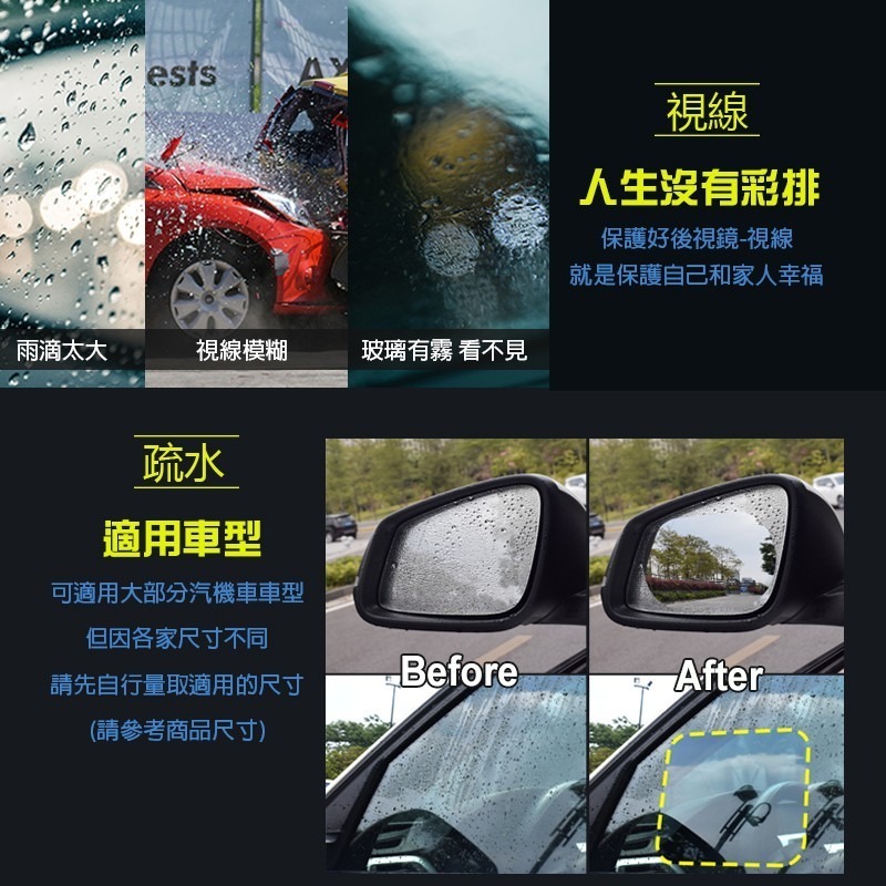 【後照鏡防水膜】防水膜 汽車防雨膜 防水貼 車窗通用防水膜 防霧膜 圓形 橢圓大款 方形-細節圖3