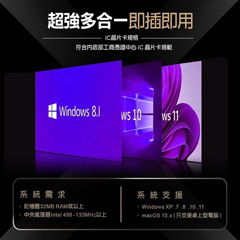 ★瑞昱晶片★XC台灣品牌【可插１１種卡】晶片讀卡機 BSMI／ROHS認證 讀卡機 工商憑證 金融卡 自然人憑證 讀卡器-細節圖8