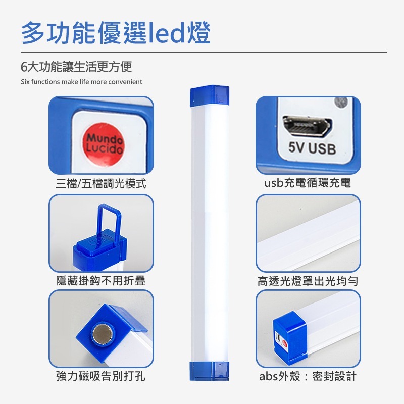 露營磁吸led燈 露營燈 照明燈 擺攤燈 充電式led燈 磁吸式 led燈 停電照明燈 充電燈 廚房燈 led照明燈-細節圖5