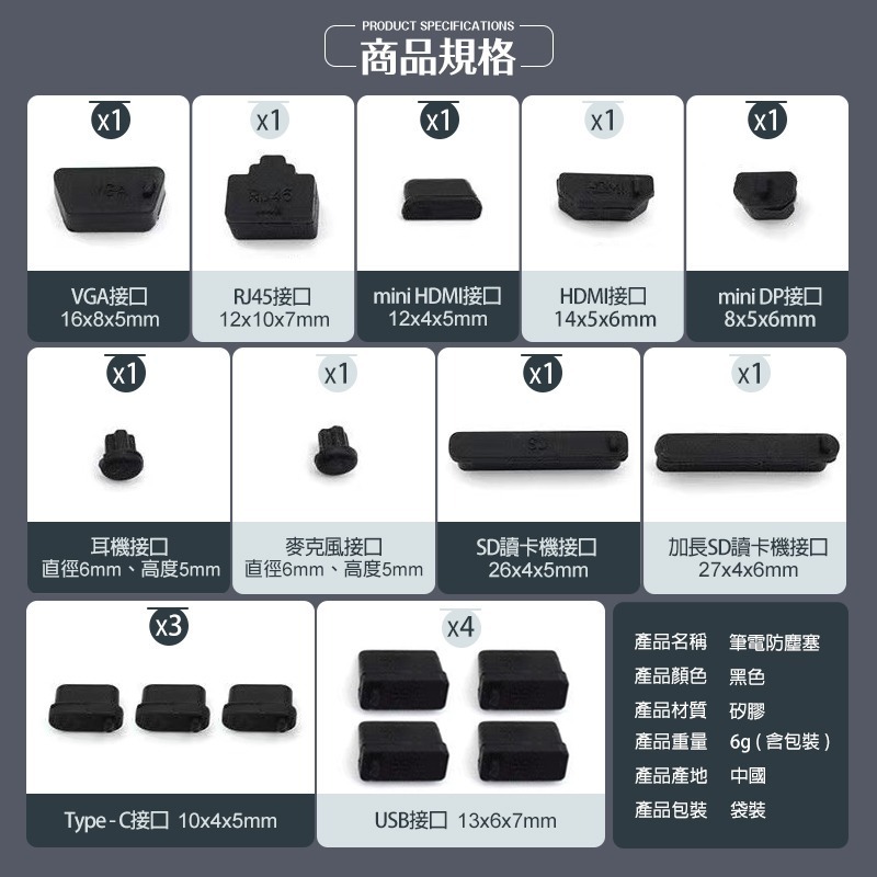 筆電防塵塞 TypeC防塵塞 USB防塵塞 充電孔防塵塞 耳機孔防塵塞 矽膠防塵塞 防塵塞 usb防塵 電腦防塵塞-細節圖9