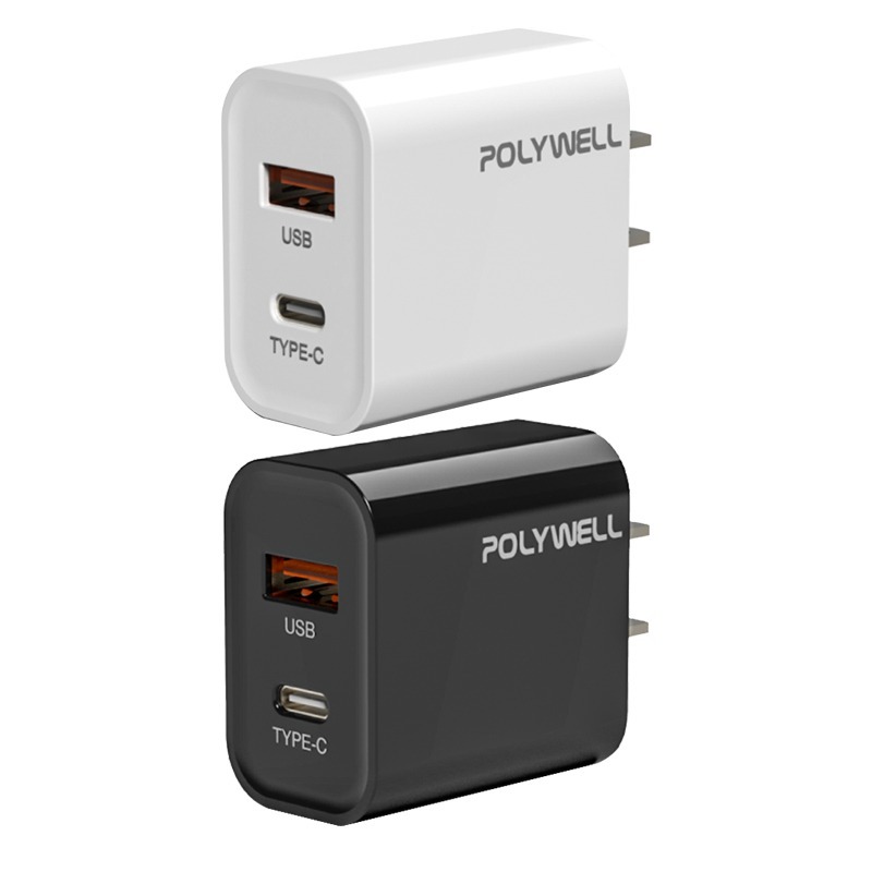 POLYWELL PD 雙孔快充頭 20W 20w快充頭 雙孔充電頭 雙pd快充頭 type c 充電頭 pd快充頭-細節圖2