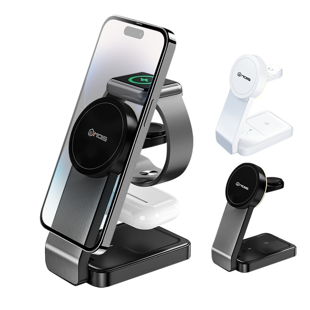 MOIS 摩世 15W 折疊三合一磁吸充電座 支援Magsafe 充電盤 充電器 BSMI NCC 雙認證 信星科技-細節圖2