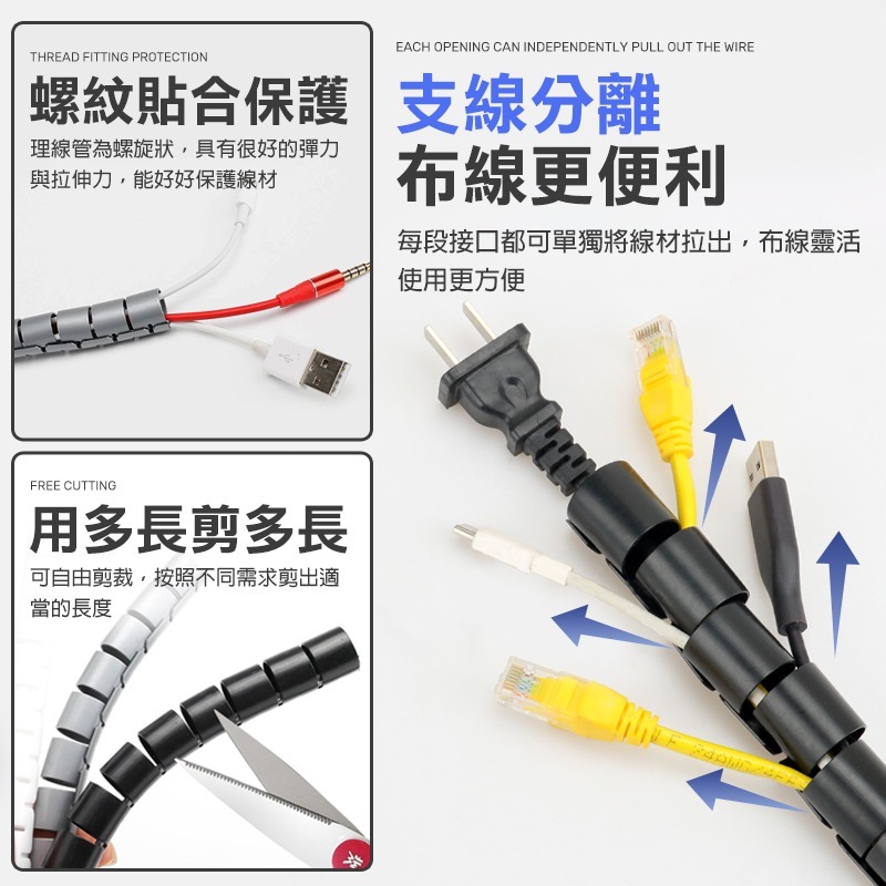 電線理線管3米 電線保護套 防咬線 電線保護管 寵物防咬線 防鼠咬電線 防貓咬電線 電線保護 整線管 電線防咬 電線套-細節圖6