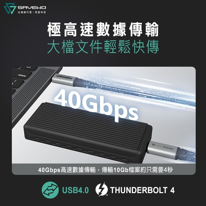 信星科技 SAVEWO 救世 ProCable 極速全能線 240W 雙USB-C 40Gbps PD 快充線 傳輸線-細節圖4