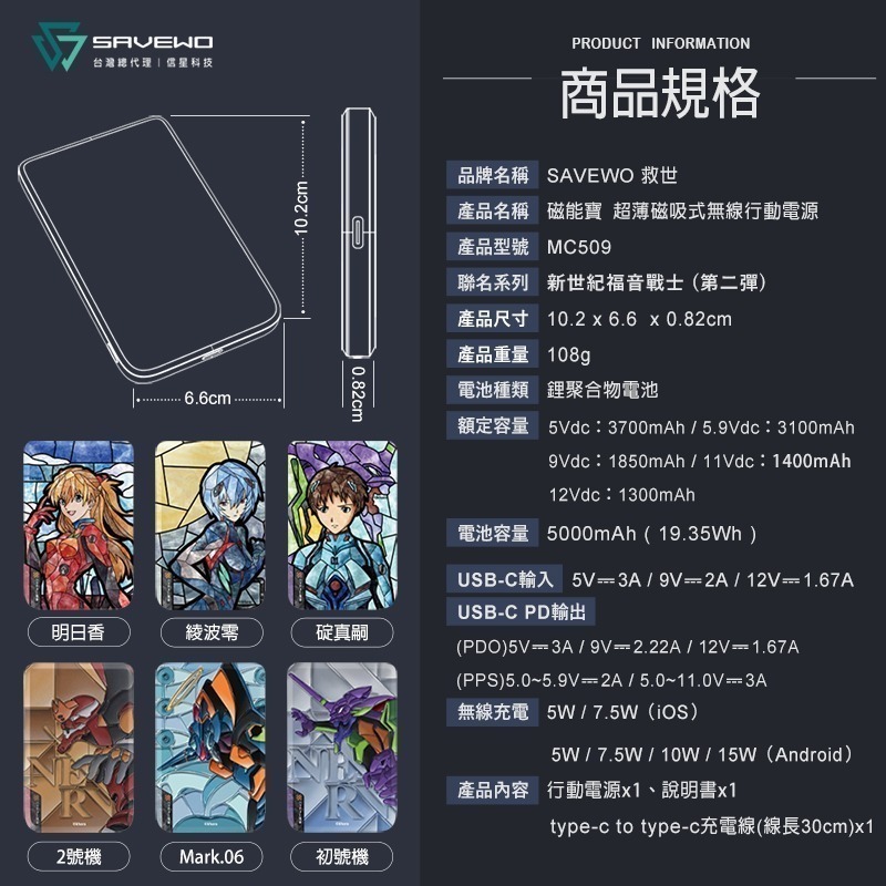 【7-ELEVEN 門市團購】信星科技 SAVEWO 救世 MC509 第二彈 EVA 新世紀福音戰士 磁吸行動電源-細節圖10
