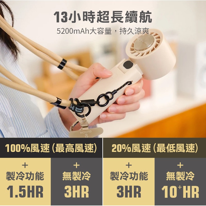 LARMI 樂米 LMF08 手持製冷風扇 手持掛脖製冷風扇 高速無刷風扇 暴力風扇 100檔 手持暴力風扇 超大風力-細節圖6