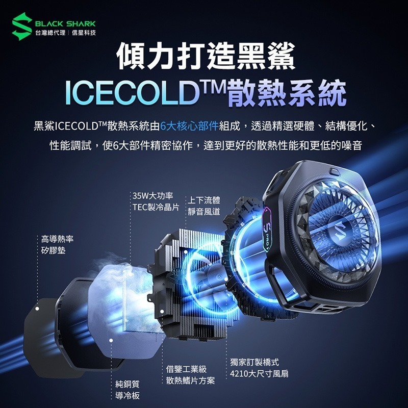 信星科技 黑鯊 冰封製冷背夾5 PRO 磁吸版 35W功率 手機散熱器 散熱風扇 直播 手遊 支援Magsafe吸附-細節圖4