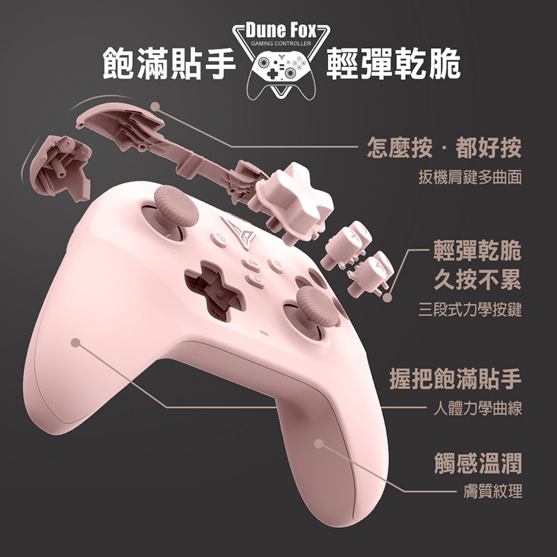 信星科技 飛智 飛智 DuneFox 沙漠狐 (暮光粉) 百元級雙霍爾 遊戲手把 無線手把 Switch 超級瑪利歐派對-細節圖9