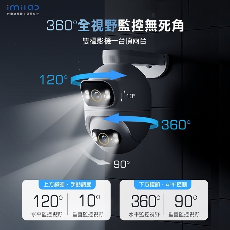 信星科技 創米 EC6 Dual 3K+3K 雙鏡頭戶外攝影機 IP65防塵防水 全彩夜視 自動警報 雙向語音通話 監控-細節圖6
