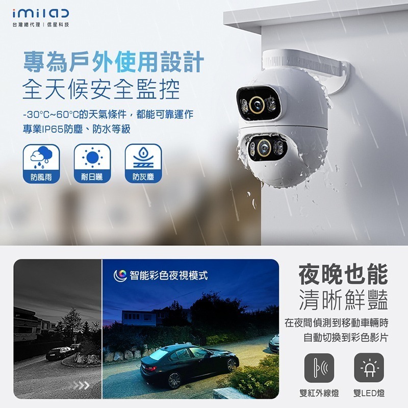 信星科技 創米 EC6 Dual 3K+3K 雙鏡頭戶外攝影機 IP65防塵防水 全彩夜視 自動警報 雙向語音通話 監控-細節圖7