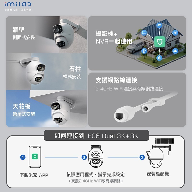 信星科技 創米 EC6 Dual 3K+3K 雙鏡頭戶外攝影機 IP65防塵防水 全彩夜視 自動警報 雙向語音通話 監控-細節圖9