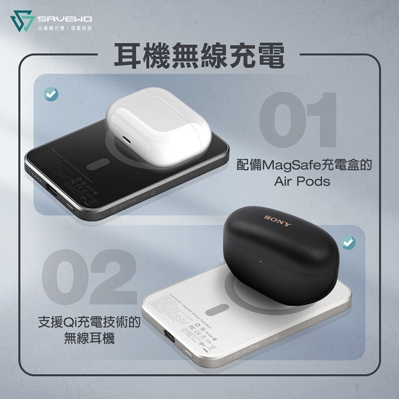 信星科技 救世 SAVEWO Qi2 磁吸行動電源 5000mAh 15W 可上飛機 Wh標示 MC511Q2  行動充-細節圖7
