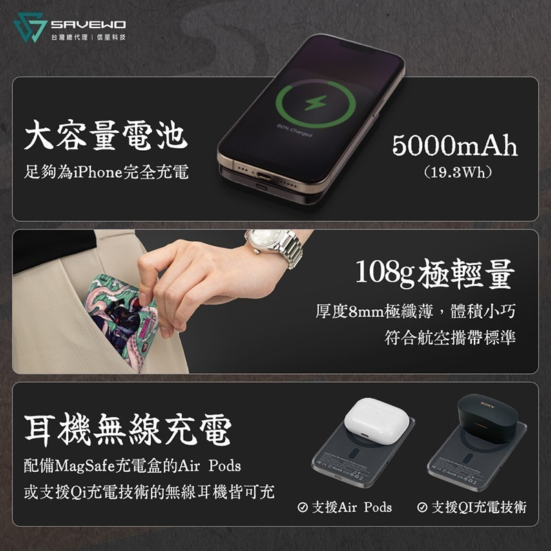 【7-ELEVEN 門市團購】信星科技 SAVEWO 救世 MC509 別天神 假面騎士 5000mAh 磁吸行動電源-細節圖8