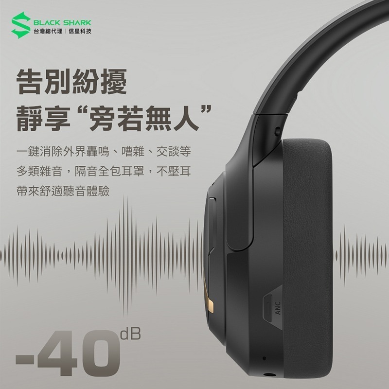 信星科技 黑鯊 BLACK SHARK BE30 鳳鳴頭戴式藍牙耳機 電競耳機 藍牙5.4 低延遲 支援APP 遊戲耳機-細節圖4