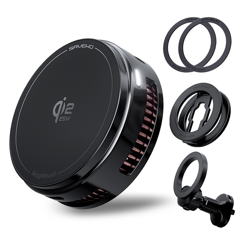 救世 Qi2.2 25W 競冷車充 車用手機支架 手機散熱器 磁吸手機支架 出風口支架 導航支架 信星科技-細節圖2