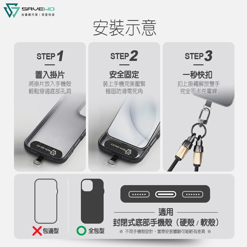救世 StrapCable Elite 多功能手機掛繩 1.3米 240W快充線 Type-C 傳輸線 背帶 信星科技-細節圖10