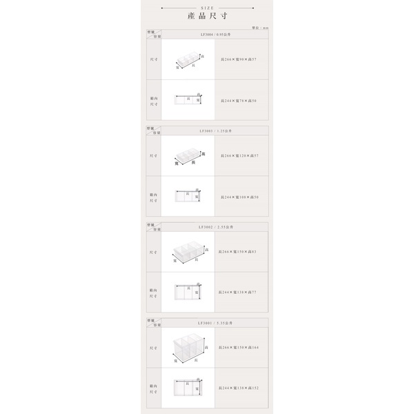 聯府 KEYWAY Fine隔板整理盒 LF3001/LF3002/LF3003/LF3004 辦公收納【週潔倫】-細節圖8