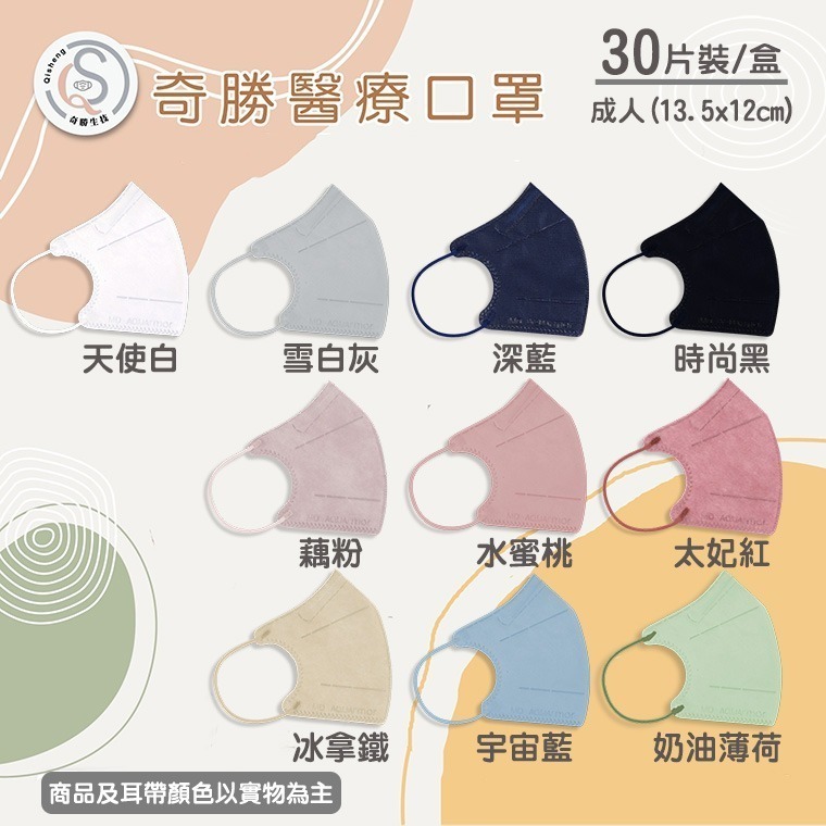 奇勝 水駐極3D立體醫療口罩30片 成人/兒童/幼童口罩 5D口罩 C型口罩  白色口罩 3D口罩 小臉口罩 台灣製造-細節圖4