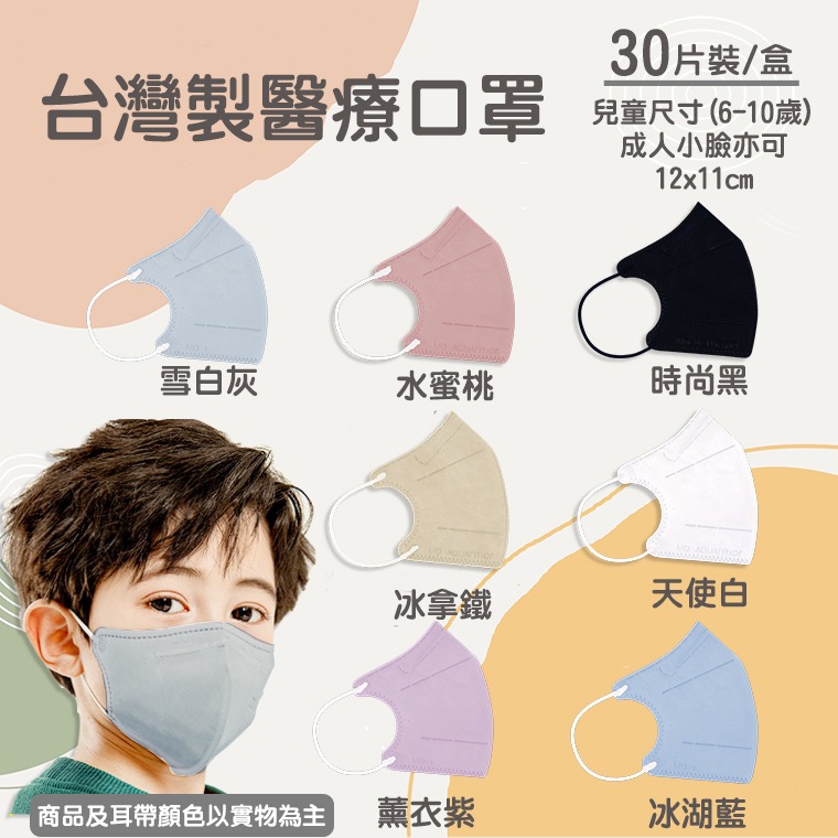 奇勝 水駐極3D兒童立體口罩30片 極好呼吸醫療口罩 成人/幼童口罩 C型口罩  白色口罩 3D口罩 小臉 台灣製造-細節圖8