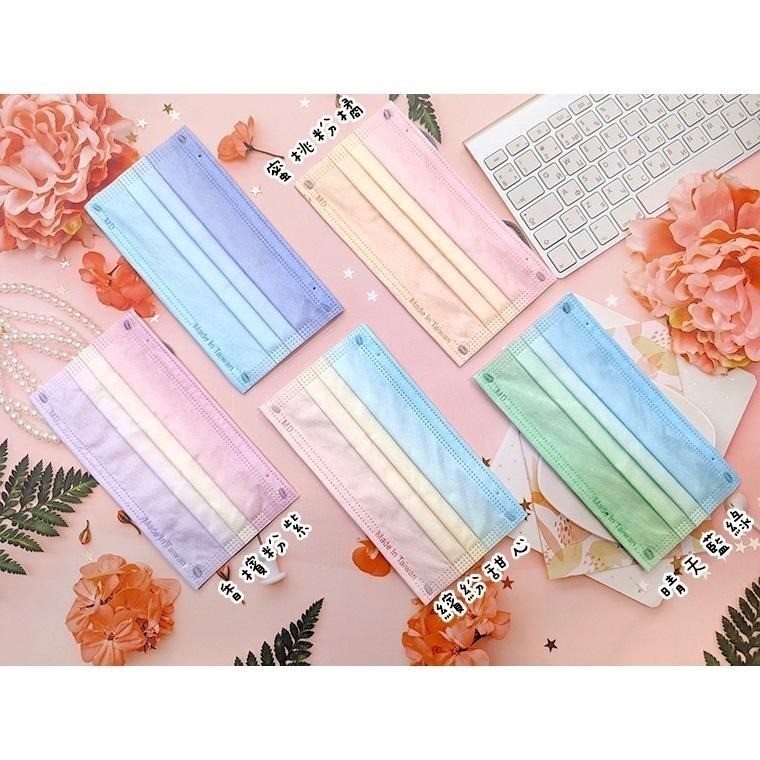 台灣製 平面醫療口罩 莫蘭迪 漸層口罩 彩虹 雙鋼印口罩 AMISS 台灣製現貨 醫用口罩 彩色口罩 成人口罩-細節圖5