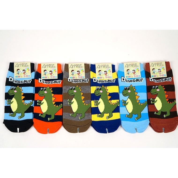 【Amiss】可愛直版止滑童襪【3雙組】-恐龍3-6歲/7-12歲 (C405-19)-細節圖3