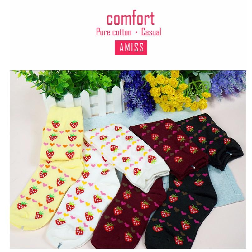 Amiss日式兒童中統【3雙組】-愛心草莓(B408-3)-細節圖2