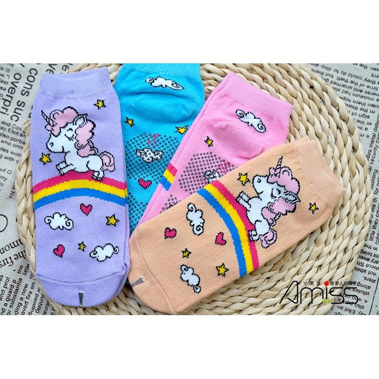 Amiss可愛直版止滑童襪【3雙組】-繽紛獨角獸 彩虹馬 1-3歲/3-6歲/7-12歲 (C405-45)-細節圖4