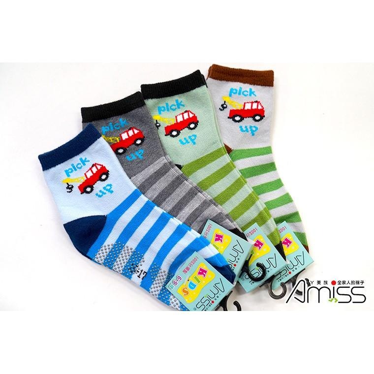 AMISS可愛造型止滑童襪【4雙組】-吊車pick up 1-3歲/3-6歲/6-9歲/9-12歲寶寶襪-C407-細節圖3