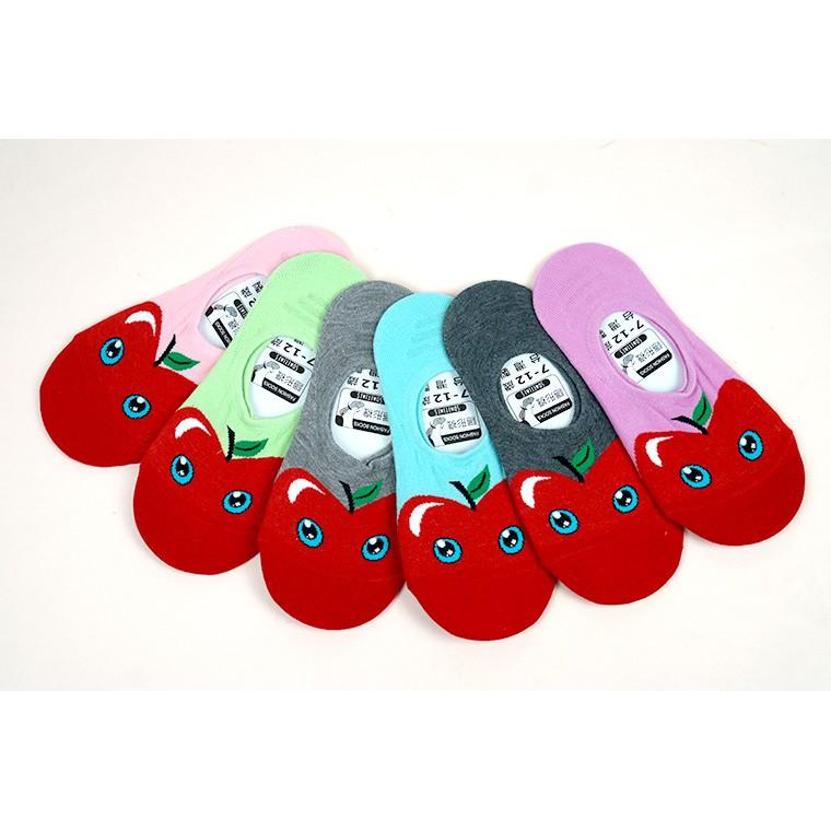 AMISS兒童隱形襪【2雙組】【可愛超低】細針精梳棉兒童隱形襪‧水果造型‧後跟防滑-蘋果(大童)C404-2-細節圖3