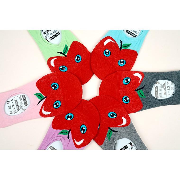 AMISS兒童隱形襪【2雙組】【可愛超低】細針精梳棉兒童隱形襪‧水果造型‧後跟防滑-蘋果(大童)C404-2-細節圖6