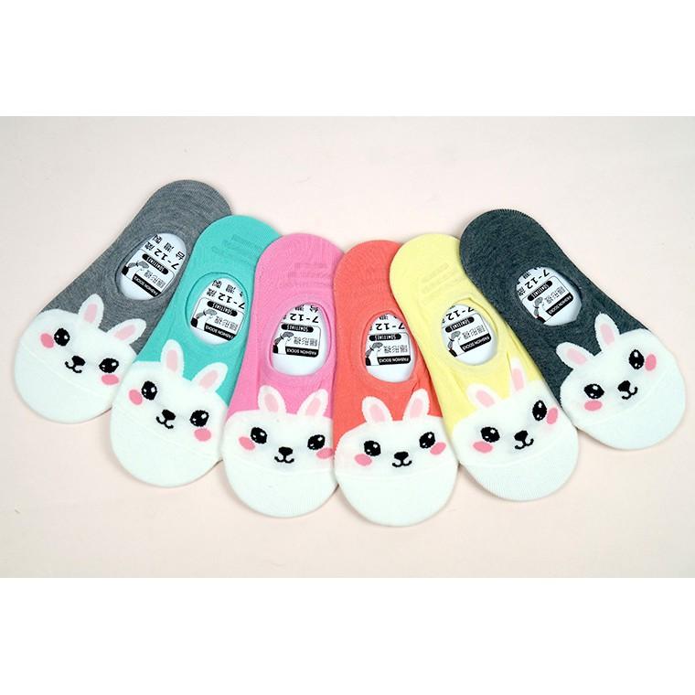 AMISS兒童隱形襪【2雙組】【可愛超低】細針精梳棉兒童隱形襪‧動物造型‧後跟防滑-小白兔(大童)C404-1-細節圖3