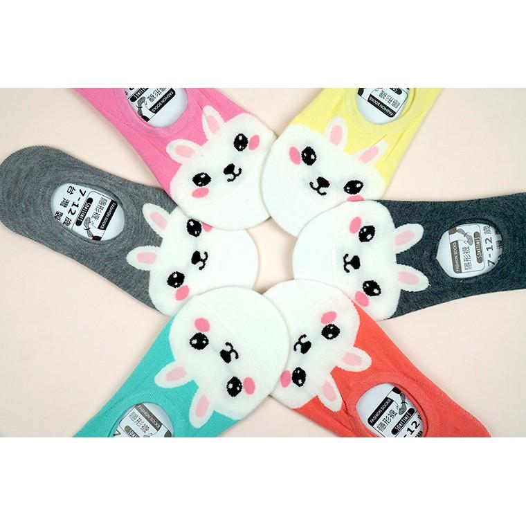 AMISS兒童隱形襪【2雙組】【可愛超低】細針精梳棉兒童隱形襪‧動物造型‧後跟防滑-小白兔(大童)C404-1-細節圖5