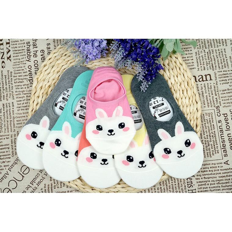 AMISS兒童隱形襪【2雙組】【可愛超低】細針精梳棉兒童隱形襪‧動物造型‧後跟防滑-小白兔(大童)C404-1-細節圖8