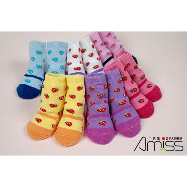 【Amiss】精緻造型鞋盒寶寶襪【3雙組】-小草莓(0-2歲) C401-3-細節圖2