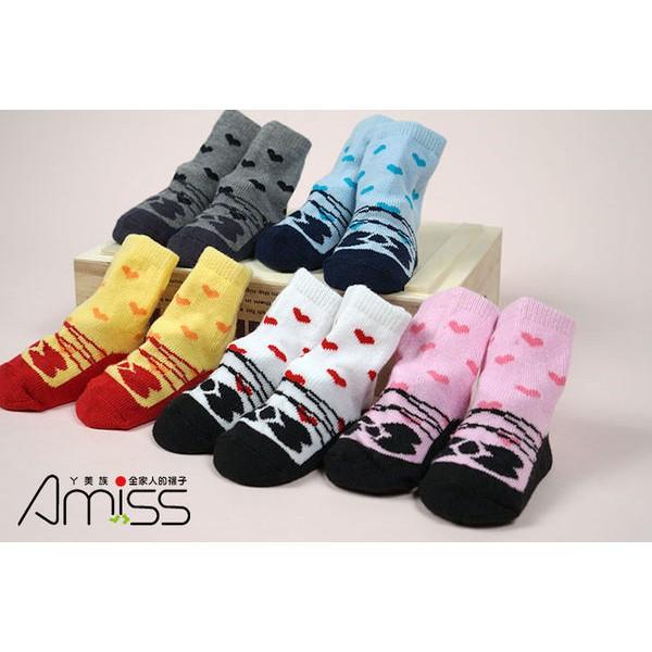 【Amiss】精緻造型鞋盒寶寶襪【3雙組】-桃心蝴蝶結(0-3歲) C401-2-細節圖3