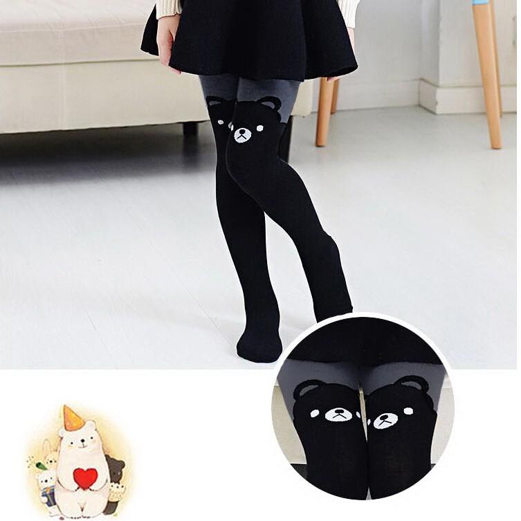 Amiss【萌造型】兒童內織毛保暖褲襪-雙色可愛熊頭(9) S-L適穿-細節圖4