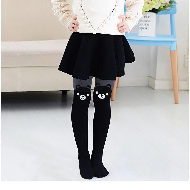 Amiss【萌造型】兒童內織毛保暖褲襪-雙色可愛熊頭(9) S-L適穿-細節圖5