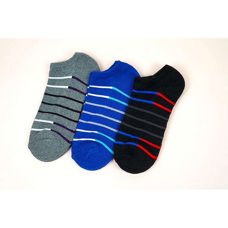 【Amiss】拼色條紋氣墊船襪【3雙組】運動襪 厚底襪 B304-24-細節圖2