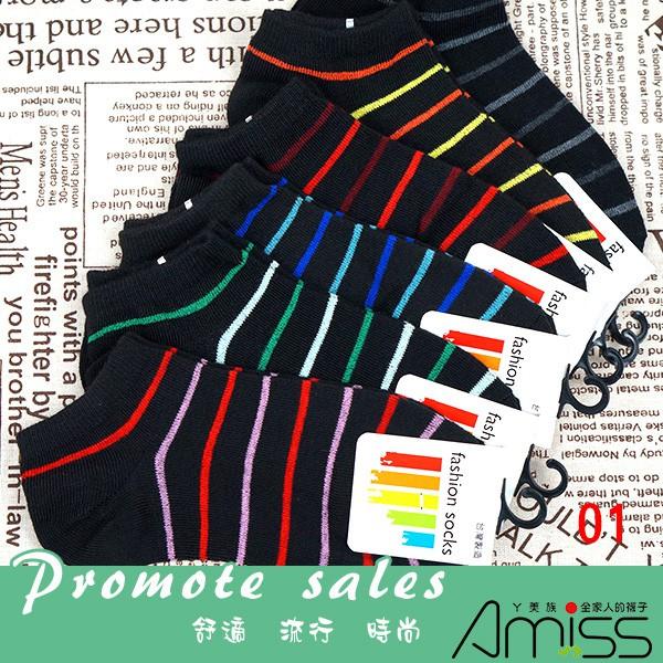 【AMISS】平價條紋少女船襪/短襪/棉襪-細節圖2