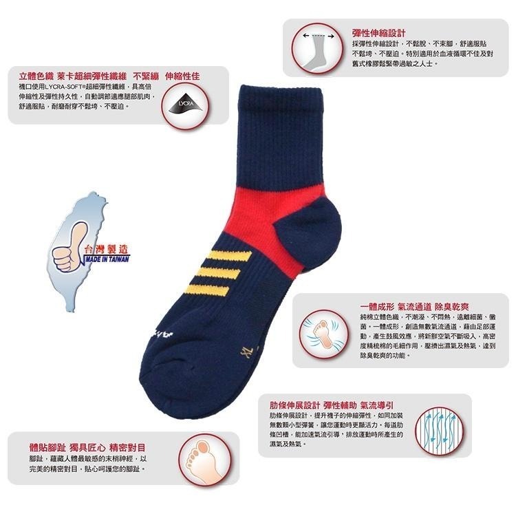 AMISS 包覆足弓襪x萊卡認證 全面包覆-專業級萊卡足弓機能氣墊1/2長襪(5色) A602-12-細節圖3