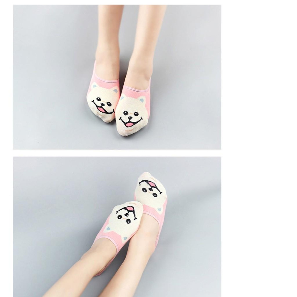 【Amiss】細針撞色造型後跟防滑隱形襪【2雙組】-狗狗(M309)-細節圖3