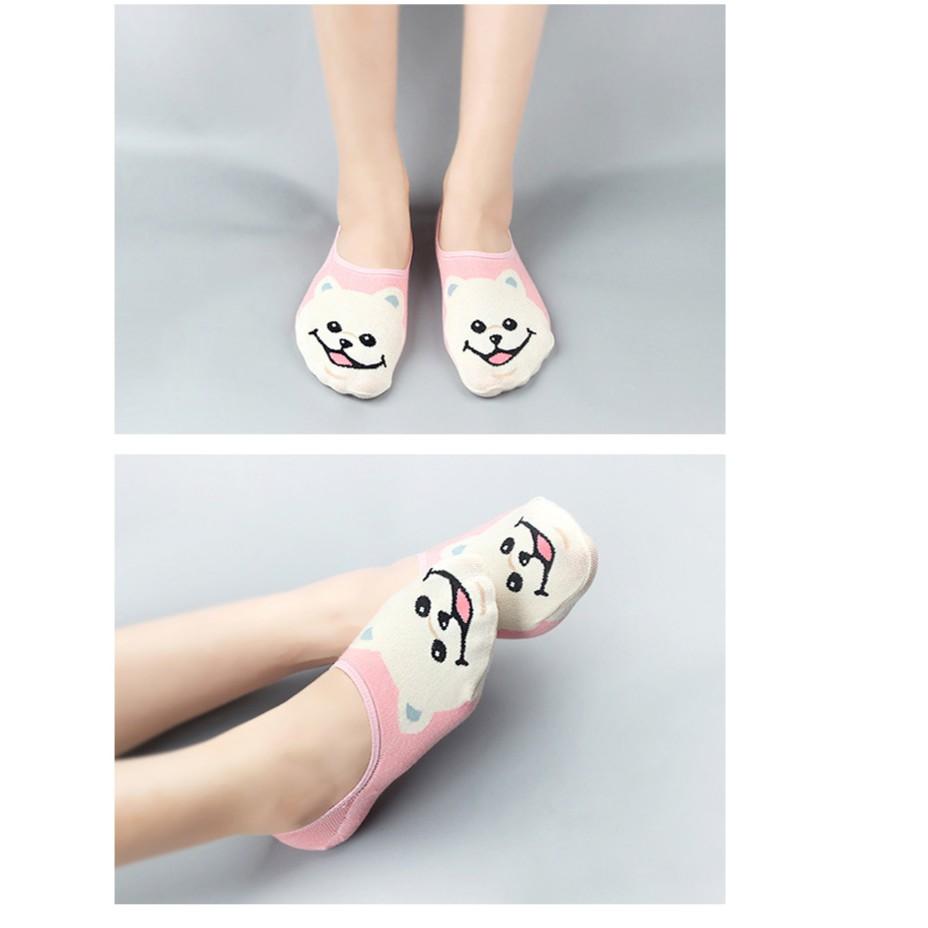 【Amiss】細針撞色造型後跟防滑隱形襪【2雙組】-狗狗(M309)-細節圖4