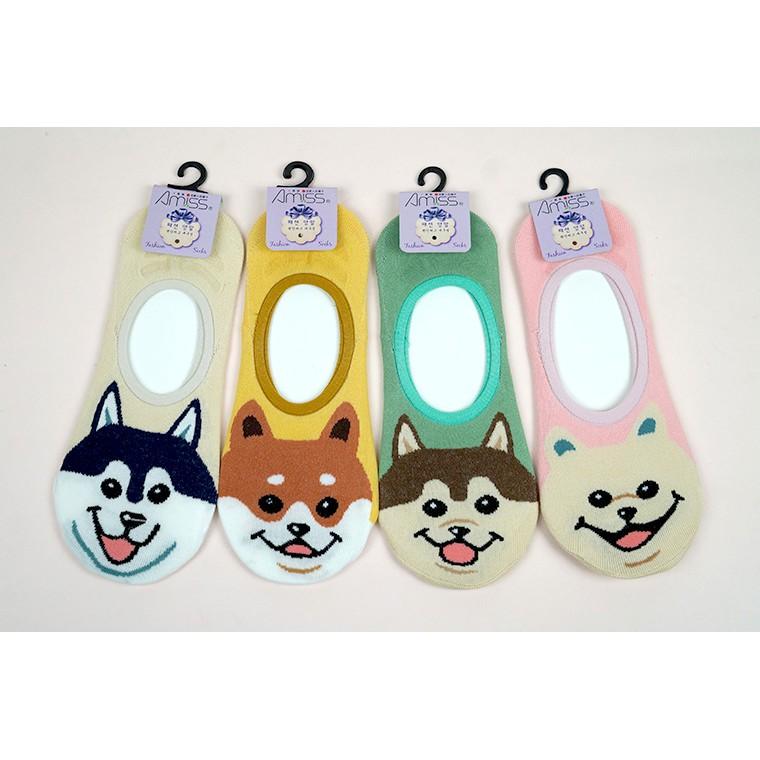 【Amiss】細針撞色造型後跟防滑隱形襪【2雙組】-狗狗(M309)-細節圖6