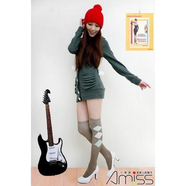 【Amiss】中統少女棉襪-蘇格蘭(卡其) B703-17-細節圖2