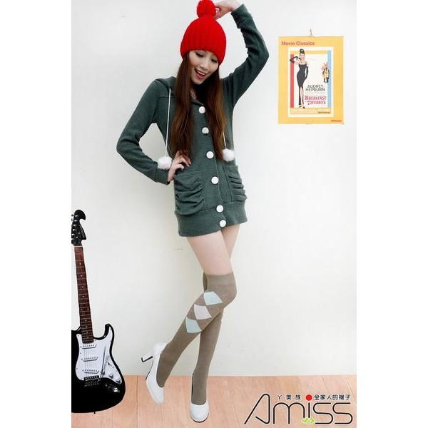【Amiss】中統少女棉襪-蘇格蘭(卡其) B703-17-細節圖3